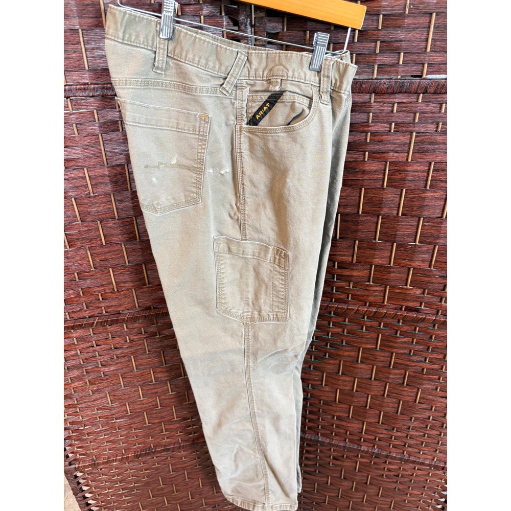 Ariat Rebar Mens Tan Canvas Utility Work Pants Straight Leg Tool Pocket